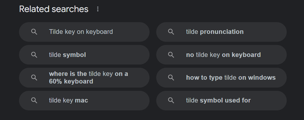 Related searches section at the bottom of a Google results page